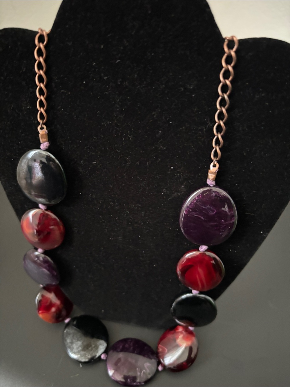 Erica Lyons Purple and Red Disc Bead Necklace
